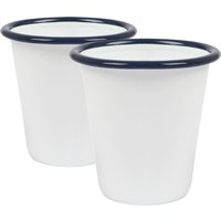 Argon Tableware White Enamel Tumblers - 300ml - Pack of 2 in Blue