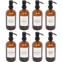 Harbour Housewares Glass Soap Dispensers with Labels - 500ml - White - Pack of 8 in Orange