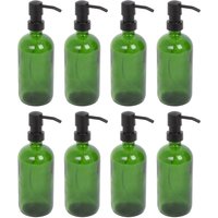 Harbour Housewares 500ml Glass Soap Dispensers - 8x Refillable Hand Wash Bottle with Pump in Green