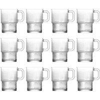 LAV Helen Stacking Glass Coffee Cups - 270ml - Pack of 12 in Clear