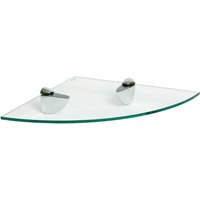Harbour Housewares Floating Glass Corner Shelf - 30cm - Bathroom Storage Display Unit in Silver