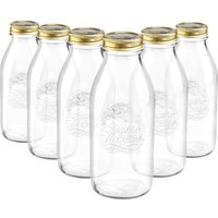 Bormioli Rocco Quattro Stagioni Glass Bottles with Screw Top Lid - 1L - Pack of 6 in Clear