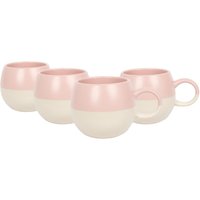 Nicola Spring 340ml Dipped Stoneware Mugs - 4x Sphere Glazed Stoneware Coffee Cups in Pink