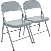 Harbour Housewares Metal Folding Chair - Pack of 2 in Grey