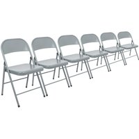 Harbour Housewares Metal Folding Chair - Pack of 6 in Grey