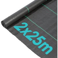 Harbour Housewares Weed Control Membrane Fabric 110gsm 2m x 25m Coverage (1 Roll) in Black
