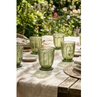 Dibor Set of 4 Vintage Luxury Spring Summer Green Embossed Short Whiskey Glass Tumblers Wine Goblets Wedding Gift 290ml | Size: 4 Pack