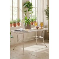 Dibor Vintage Cream Iron Slatted Summer Indoor Outdoor Garden Furniture Coffee Table in White