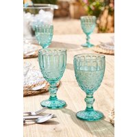 Dibor Set of 4 Vintage Luxury Spring Summer Turquoise Drinking Glass Wine Goblets Wedding Gift 350ml in Green | Size: 4 Pack