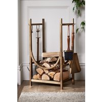 Dibor Contemporary Fireplace Freestanding Gold Fireside Firewood Log Holder, Log Storage Rack with Companion Set