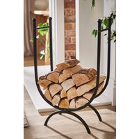 Dibor Contemporary Fireplace Freestanding Large Iron Black U Shape Fireside Firewood Log Holder, Log Storage Rack