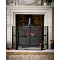Dibor Contemporary Style Matte Black Fire Screen 3 Folding Fireplace Guard Window Pane Fire Guard H64 x W120cm