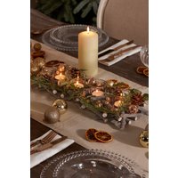 Dibor Rose Gold Sparkle Four Tealight Table Decoration Centrepiece Christmas Décor Candle Holders 40cm