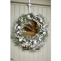 Dibor Shooting Star Orchard Xmas Front Door Wreath Christmas Wreath 50cm in White