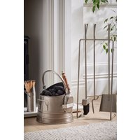 Dibor Antique Pewter 3pc Fireside Companion Set with Coal Bucket & Shovel in Grey