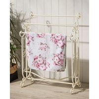 Dibor Vintage Three Rung Towel Rack Cast Iron Ornate Scrolled Freestanding Towel Rail in White | Size: Medium