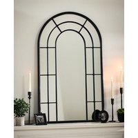 Dibor Classic Black Tall Rounded Decorative Indoor Bedroom, Bathroom, Hallway, Arch Mirror H107cm x 65cm | Size: Large