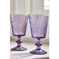 Dibor Set of 2 Purple Lavender Spring Summer Embossed Drinking Glass Wine Goblets Wedding Gift 300ml | Size: 2 Pack