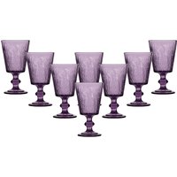 Dibor Set of 8 Purple Lavender Spring Summer Embossed Drinking Glass Wine Goblets Wedding Gift 300ml | Size: 8 Pack