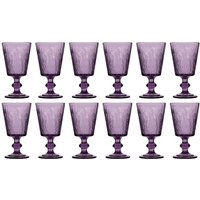 Dibor Set of 12 Purple Lavender Spring Summer Embossed Drinking Glass Wine Goblets Wedding Gift 300ml | Size: 12 Pack