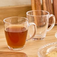 Dibor Set of 2 Traditional Clear Glass Coffee Mug Tea Cups 360ml | Size: 2 Pack