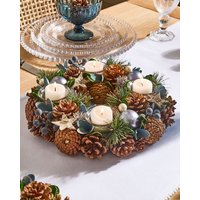 Dibor Moonlight Blue Round Table Centrepiece Christmas Decoration Candle Holders Tealight Holder 30cm