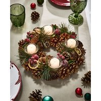 Dibor Citrus Spice Round Table Centrepiece Christmas Decoration Candle Holders Tealight Holder 30cm in Brown