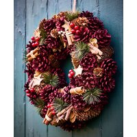 Dibor Cinnamon Stars Xmas Decor Front Door Wreath Christmas Wreath 38cm in Red