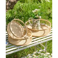 Dibor Set of 3 Traditional Bamboo Nesting Decorative Trays in Natural