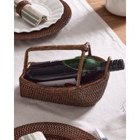 Dibor Traditional Premium Rattan Bottle Caddy Bottle Holder in Natural