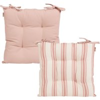 Dibor Set of 4 Cotton Stripe Indoor Outdoor Chair Sofa Seat Pads 40 x 40cm in Pink | Size: 40 cm x 40 cm