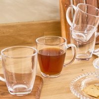 Dibor Set of 4 Traditional Clear Glass Coffee Mug Tea Cups 360ml | Size: 4 Pack