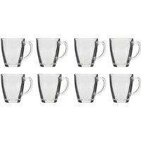 Dibor Set of 8 Traditional Clear Glass Coffee Mug Tea Cups 360ml | Size: 8 Pack