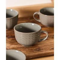 Dibor Set of 4 Dark Grey Large Stoneware Cups Coffee Mugs | Size: 4 Pack