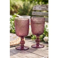Dibor Set of 2 Luxury Spring Summer Bright Pink Drinking Glass Wine Goblets Wedding Gift 300ml | Size: 2 Pack