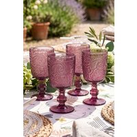 Dibor Set of 4 Luxury Spring Summer Bright Pink Drinking Glass Wine Goblets Wedding Gift 300ml | Size: 4 Pack