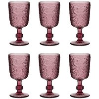 Dibor Set of 6 Luxury Spring Summer Bright Pink Drinking Glass Wine Goblets Wedding Gift 300ml | Size: 6 Pack