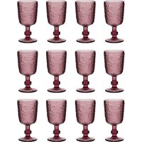 Dibor Set of 12 Luxury Spring Summer Bright Pink Drinking Glass Wine Goblets Wedding Gift 300ml | Size: 12 Pack