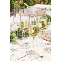 Dibor Set of 4 Ribbed Vintage Spring Summer Champagne Flutes Glasses Wedding Gift 280ml in Clear | Size: 4 Pack