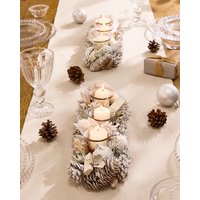 Dibor Set of 2 Wild Wonderland Trio Xmas Table Decoration Centrepiece Christmas Décor Candle Holders 37cm in White | Size: 2 Pack