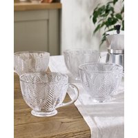 Dibor Set of 4 Vintage Embossed Botanical Design Mulled Tea Coffee Mugs 400ml in Clear | Size: 4 Pack