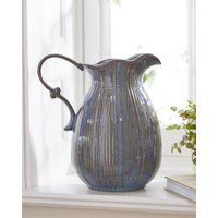 Dibor Luxury Aegean Blue Fluted Ceramic Home Decor Indoor Flowers Jug