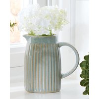 Traditional Style Small Ribbed Indoor Decorative Flowers Jug Green