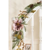 Dibor Luxury Magnolia Blush Xmas Decoration Staircase Christmas Garland 1.8m | Size: Large