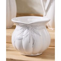 Dibor Traditional White Ceramic Table Decor Plant Pot (H)14cm, (Dia)15cm | Size: Small