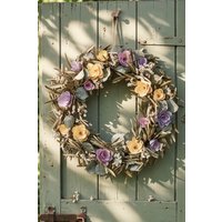 Dibor Traditional Floral Summer Door Wreath Spring Wreath 46cm