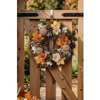 Dibor Forest Festive Decor Autumn-Winter Wreath Front Door Christmas Wreath 34cm in Orange