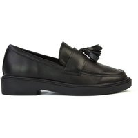 XY London Women's 'Alida' Chunky Loafers Tassel Back To School Flat Shoes in Black | Size: 3