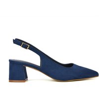 XY London Women's Devon Court Shoe Block Heels - Navy