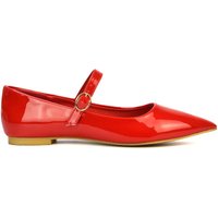 XY London Women's 'Aimee' Flat Mary Jane Ballerina Pumps in Red | Size: 8